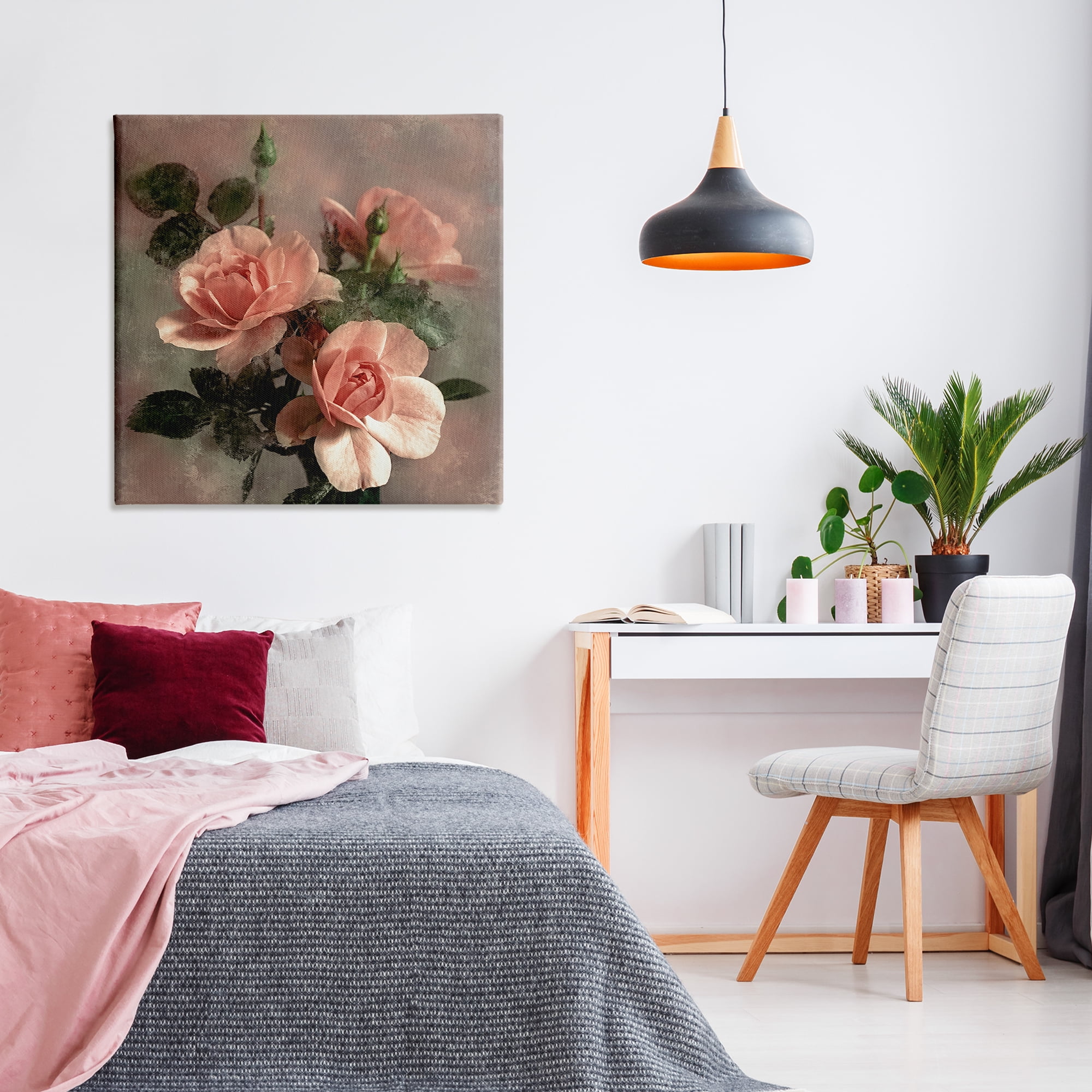 Stupell Industries Vintage Blush Petals Plants & Flowers Painting Wrapped Canvas Art Print Wall Art, 36 x 36