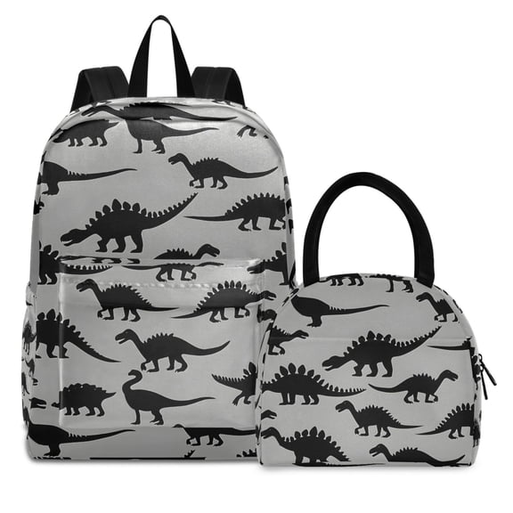 ALAZA Backpack Set Art Dinosaur Silhouettes Elementary School Bags Student BookBag with Lunch Bag