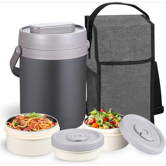 Adults Lunch Vacuum Soup Thermo For Hot Food with Inserts Stackable Bento Box Storage Container,Width Mouth Stainless Steel Portable Insulated Food Jar