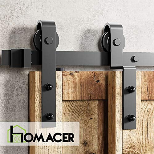 Minimalist Exterior Double Track Barn Door Hardware with Simple Decor