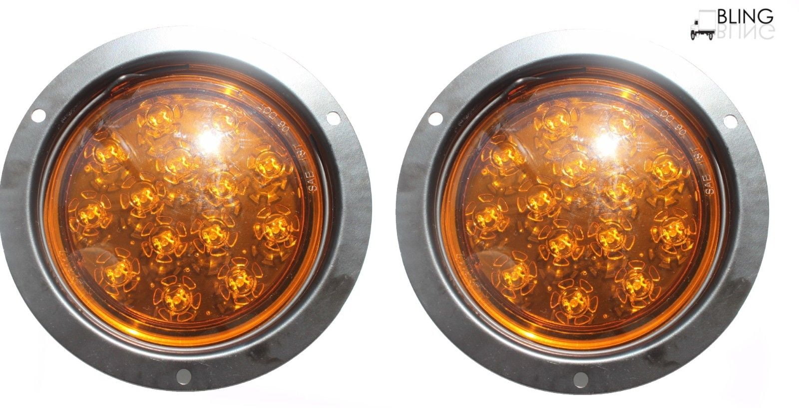 Set of 2 LED 5" Amber Round FlushMount Parking Turn Signal Lights