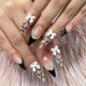 thumbnail image 1 of Uñas postizas adhesivas GJJBQTT de 24 piezas, negras, con moño, strass y perlas, 1 of 7