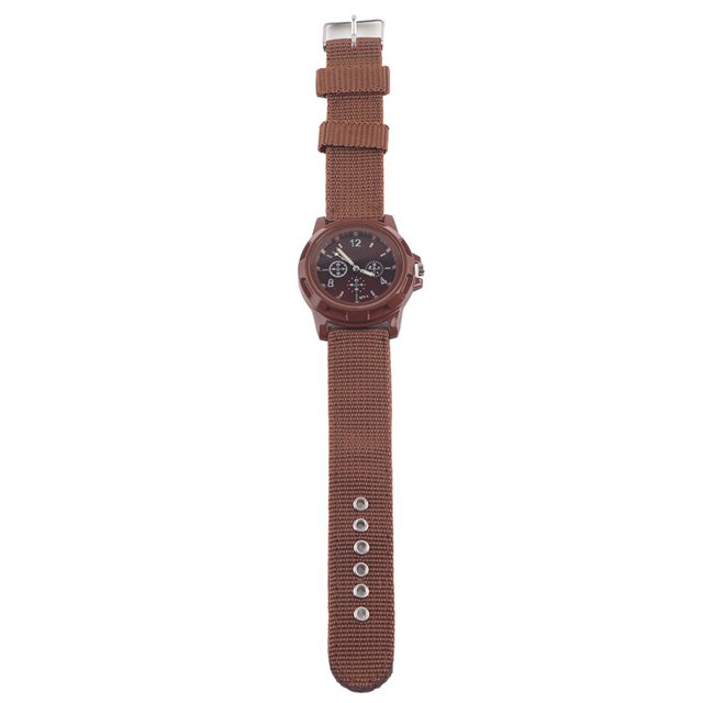 Reloj de pulsera analógico electrónico, correa de nailon redonda, reloj de pulsera militar (café)