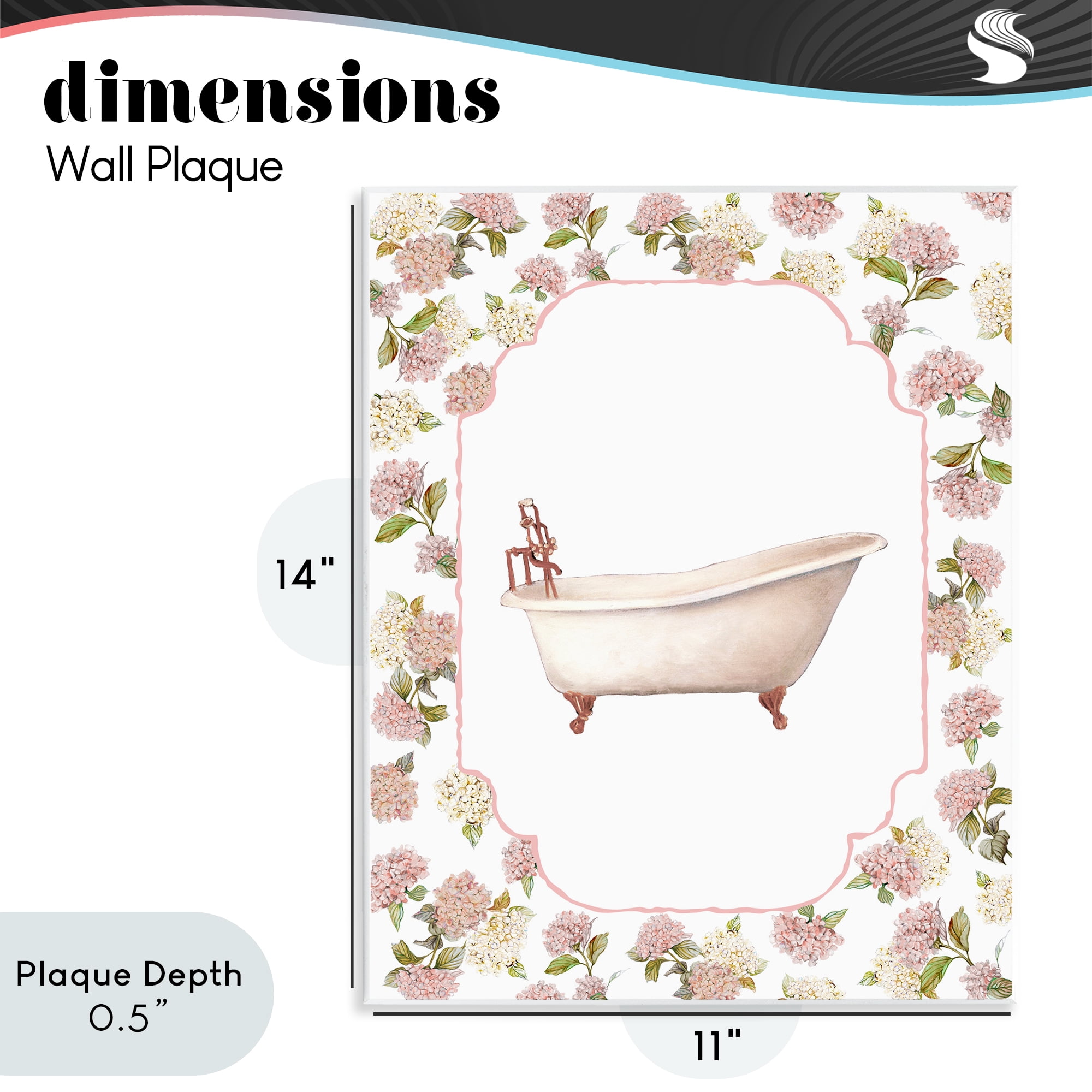 Stupell Industries Elegant Hydrangeas Bathtub Wall Plaque Art, design by Carol Robinson
