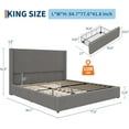 thumbnail image 2 of King Size Upholstered Platform Bed Frame with Storage Drawers, Corduroy Wingback with Tufted Headboard and Footboard, No Box Spring Needed, Grey, 2 of 7