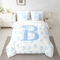 thumbnail image 2 of Castle Fairy Personalized Initial Girl 7-Piece Bedding Comforter Set,Kawaii Bowknot King Bedding Sets,Blue White Ultra Soft Bed Sheets,Microfiber Bedroom Decor, 2 of 8