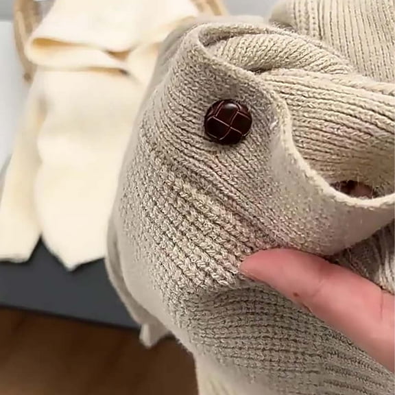 ZHOGXU Big Boys Girls Hooded Cardigan Long Sleeve Solid Color Buttons Knit Soft Sweater Coats Jackets For Fall Winter Daily Wear Beige 18-24 Months