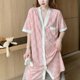 thumbnail image 4 of Mujeres robe camisón manga corta Loose fit lindo botón Abrigos de plumas elegante loungewear para el verano, 4 of 8