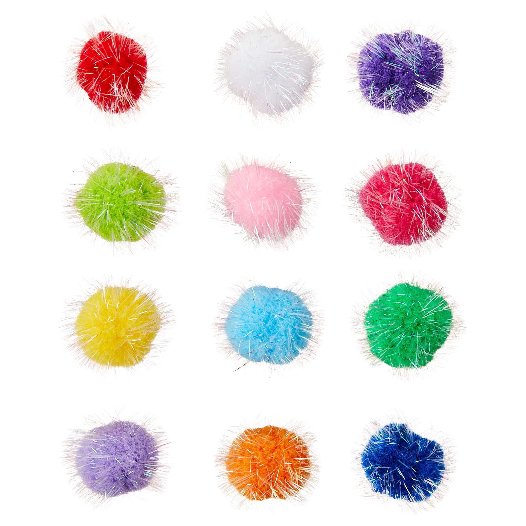 Vibrant Life Value Pack Sparkle Pompom Cat Toys, 12 Count