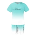 thumbnail image 4 of bravefron Men's 2 Piece Outfits Oversized Short Sleeve T-Shirt Shorts Set Summer Beach Loungewear Tropical Tee Bermuda Shorts Casual Two Piece Sets, 4 of 5