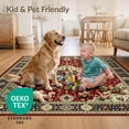 thumbnail image 4 of ODIKA 8'x10' Ultra-Soft Area Rug, Rich Red Ivory Vintage Hallways Medallion Ornate Botanical Trellis with Symmetrical Motifs Washable, Bare feet friendly, Silk-Touch for Bedroom, Under Sectional, 4 of 7
