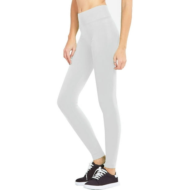 LAVRA Women's Regular Sized Full Length Leggings-White 