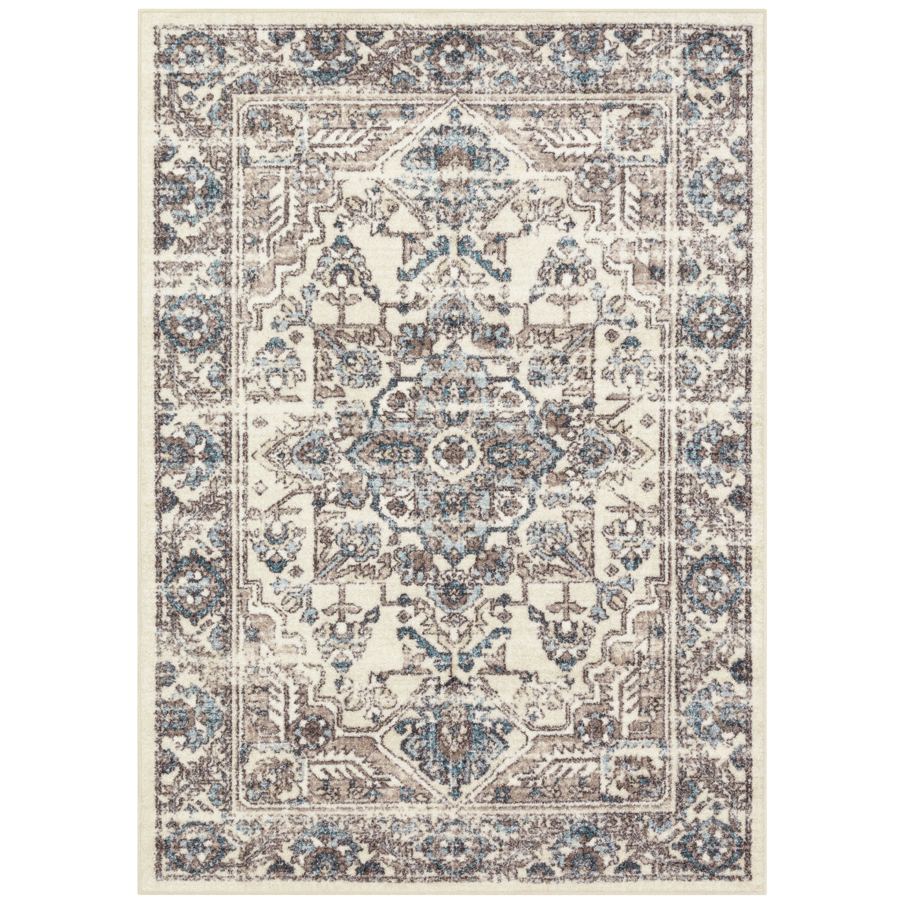Maples Rugs Antique Border Traditional Area Rug, Beige, 5' x 7