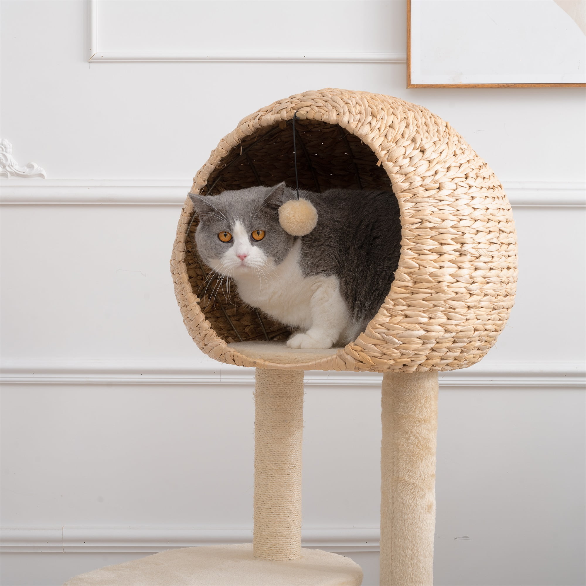 Pefilos 48" Modern Cat Tree Tower for Indoor Cats with Condo and Hammock, Cat Tree House for Kittens Climb Play, Rest, Beige Pefilos 48" Modern Cat Tree Tower for Indoor Cats with Condo and Hammock, Cat Tree House for Kittens Climb Play, Rest, Beige