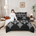 thumbnail image 4 of Feelyou Tribal Western Damask Bedding Comforter Set, Bohemian Flower Floral Twin Comforter Sets, Mid Century Fashion Reversible Bedding Set, Microfiber Bedroom Decor, 2 Pieces, 4 of 8