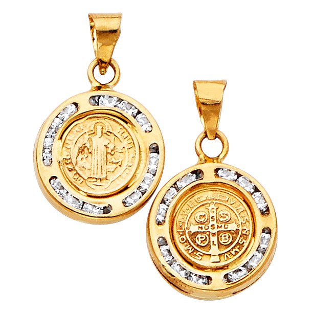 AA Jewels Solid 14k Yellow Gold Religious Double Sided Christian