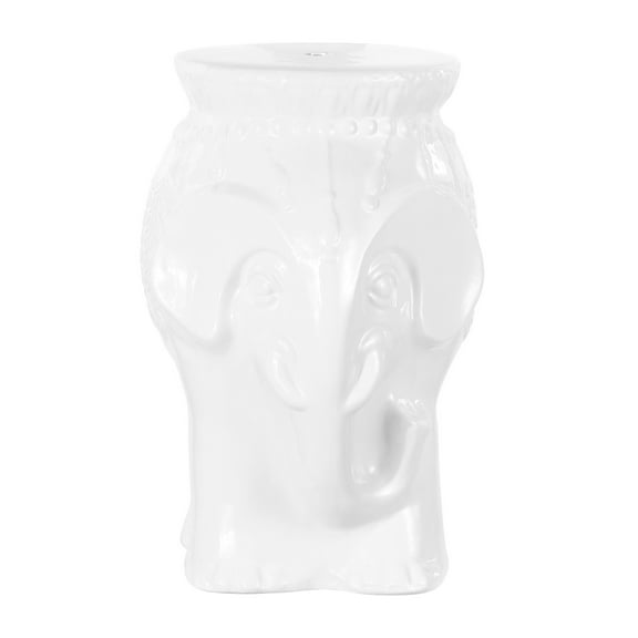JONATHAN Y Orla 18.5" Modern Bohemian Elephant Ceramic Garden Stool, White