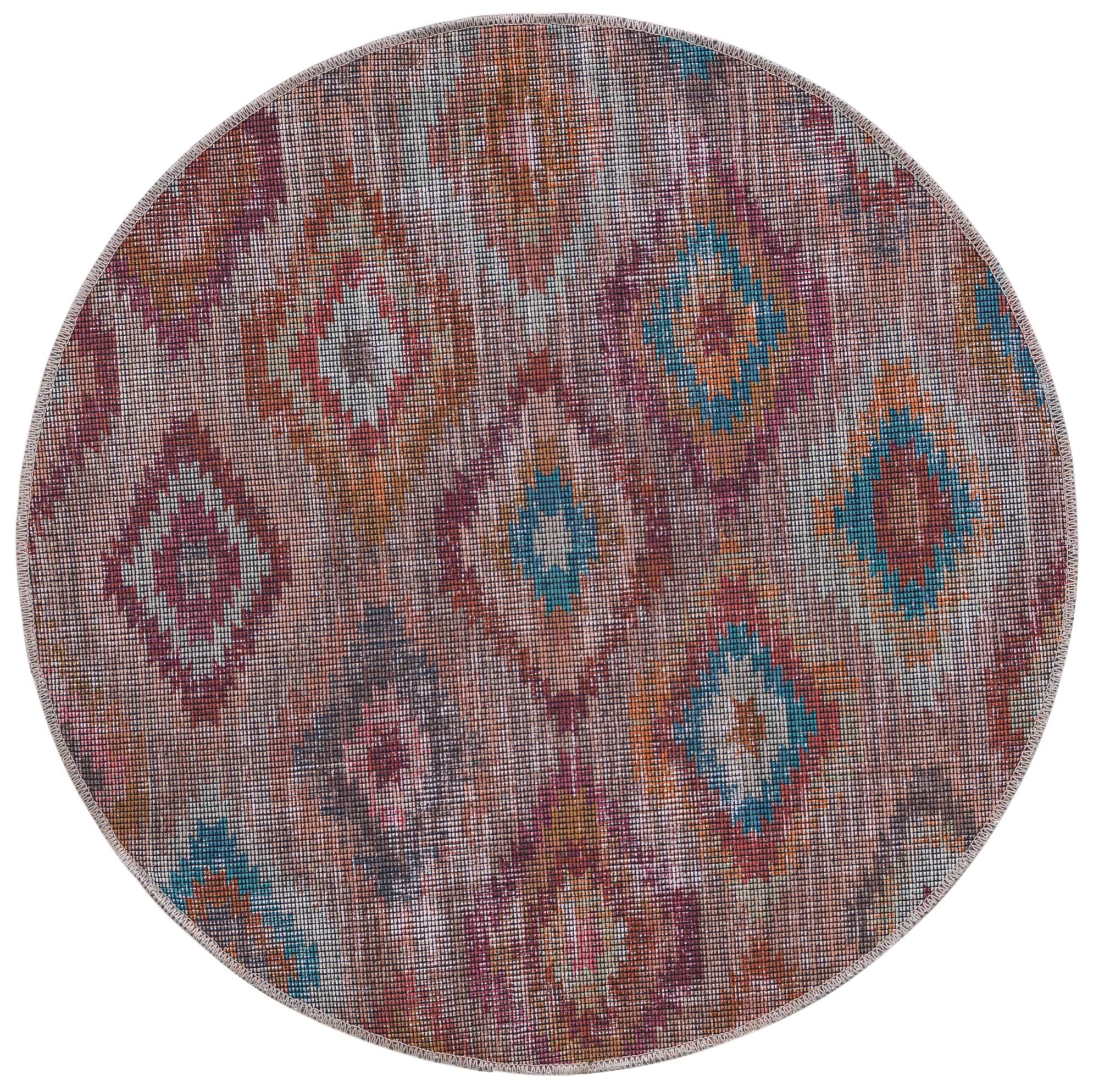 Sisu Collection Washable Rug 8 Ft Round Terracotta Flatweave