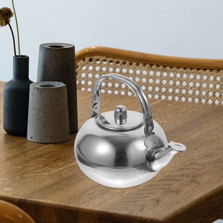 Thick Stainless Steel Tea Pot Insulated Kettle Thermal Teapot Water Pot for Kitchen Restaurant Hotel (Silver, 2L), Size: 22*18*20cm