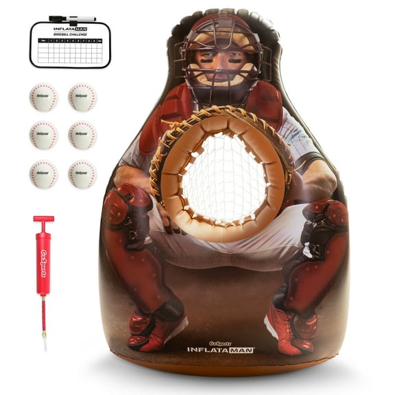 GoSports Inflataman Baseball Toss Challenge - Inflatable Catcher Strike Zone Pitching Game