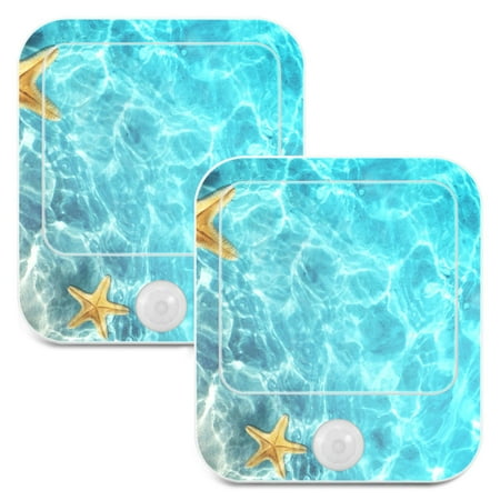 

Starfish Coral Seashell Summer Beach LED Motion Sensor Night Light Plug into Wall 2 Pack Auto Dusk to Dawn Adjustable