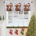 thumbnail image 4 of Valances for Windows Highland Cattle Christmas Poinsettia Flower Rod Pocket Short Curtain for bathroom living room bedroom Winter Snow Seamless 1 Panel 54x18in, 4 of 7