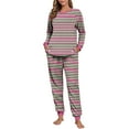 thumbnail image 4 of FAWUUDO Women's Pajama Set Long Sleeve Top With Jogger Pants Lounge Sets Sleepwear Loungewear with Pockets, 4 of 8