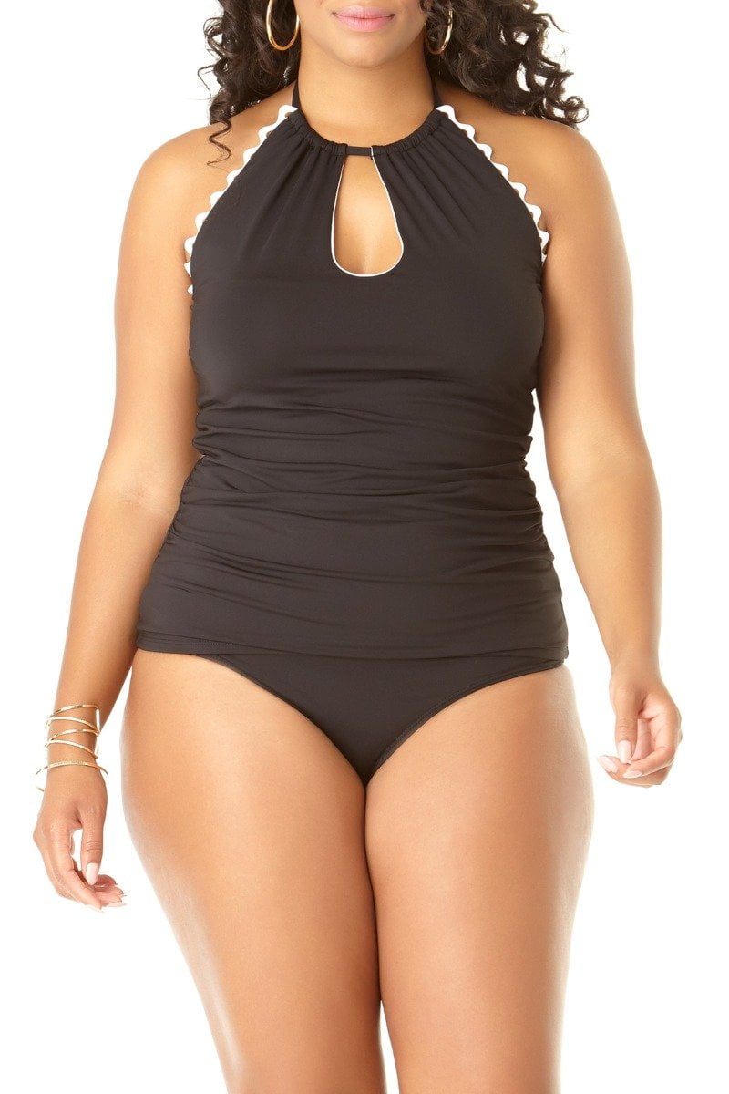 Anne Cole Womens Plus-Size High Neck Tankini Swim Top 
