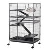 Pawhut 50” 4 Tier Steel Plastic Small Animal Pet Cage Kit with Wheels, Silver Gray Hammertone