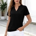 thumbnail image 4 of Yyeselk Womens Tops Short Sleeve Banded Bottom Stretch Summer Tops V Neck T Shirts Casual Ladies Tees Loose Fit Clothing Black L, 4 of 8
