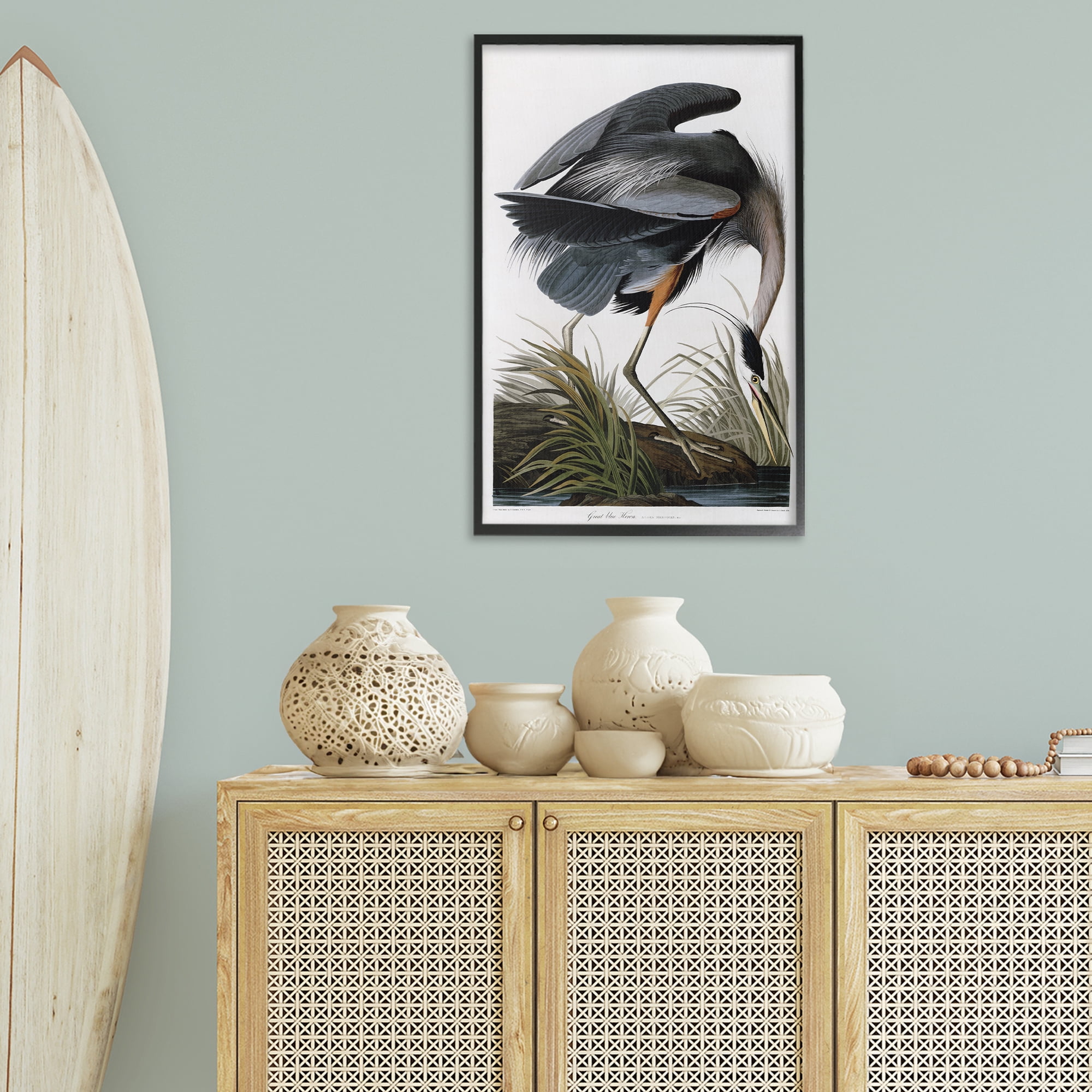Stupell Industries Classic Heron at Lake Animals & Insects Painting Black Framed Art Print Wall Art, 20 x 30