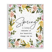 Cheerful Spring Typography Quote Floral Blossom Border White Framed Giclee Art, 11 x 14, Made In USA
