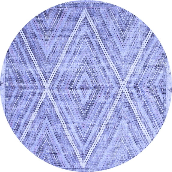 Ahgly Company Machine Washable Indoor Round Abstract Blue Contemporary Area Rugs, 5' Round