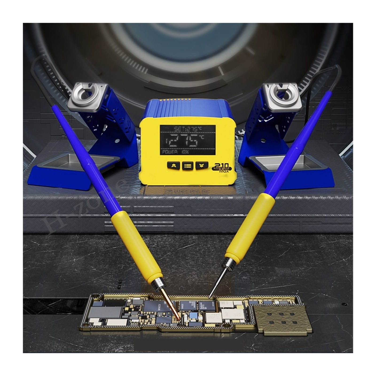 C210 MAX Dual Station 210 Electric Soldering Iron Thermostatic Adjustable Welding Table Quick Repair For Mobile Phone ,Fast Heating and Auto Hibernate