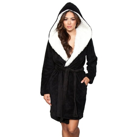 NEW BE WICKED WOMEN'S ULTRA-SOFT SHORT BATHROBES WITH HOOD & SIDE POCKETS