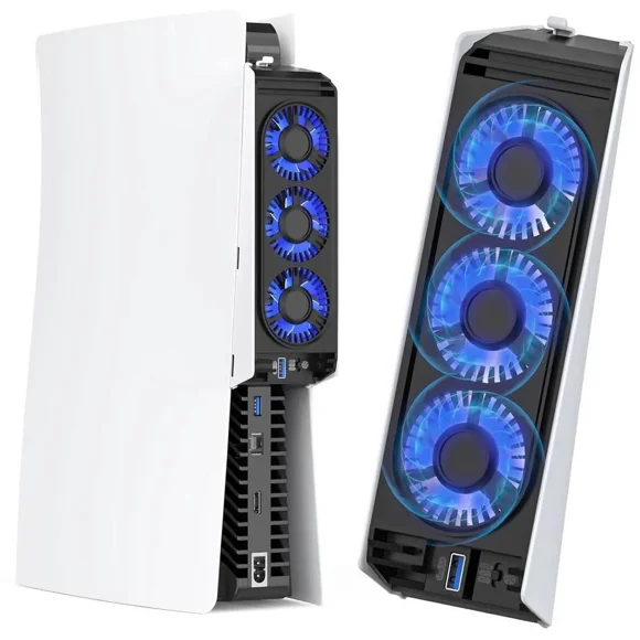 Cooling Fan for PS5 Accessories with 3 Blue LED Light/ 2 USB 3.0 Ports / 2 Fan Speed,Compatible with PlayStation 5 Console Digital/CD Version, High Efficiency PS5 Cooler Station