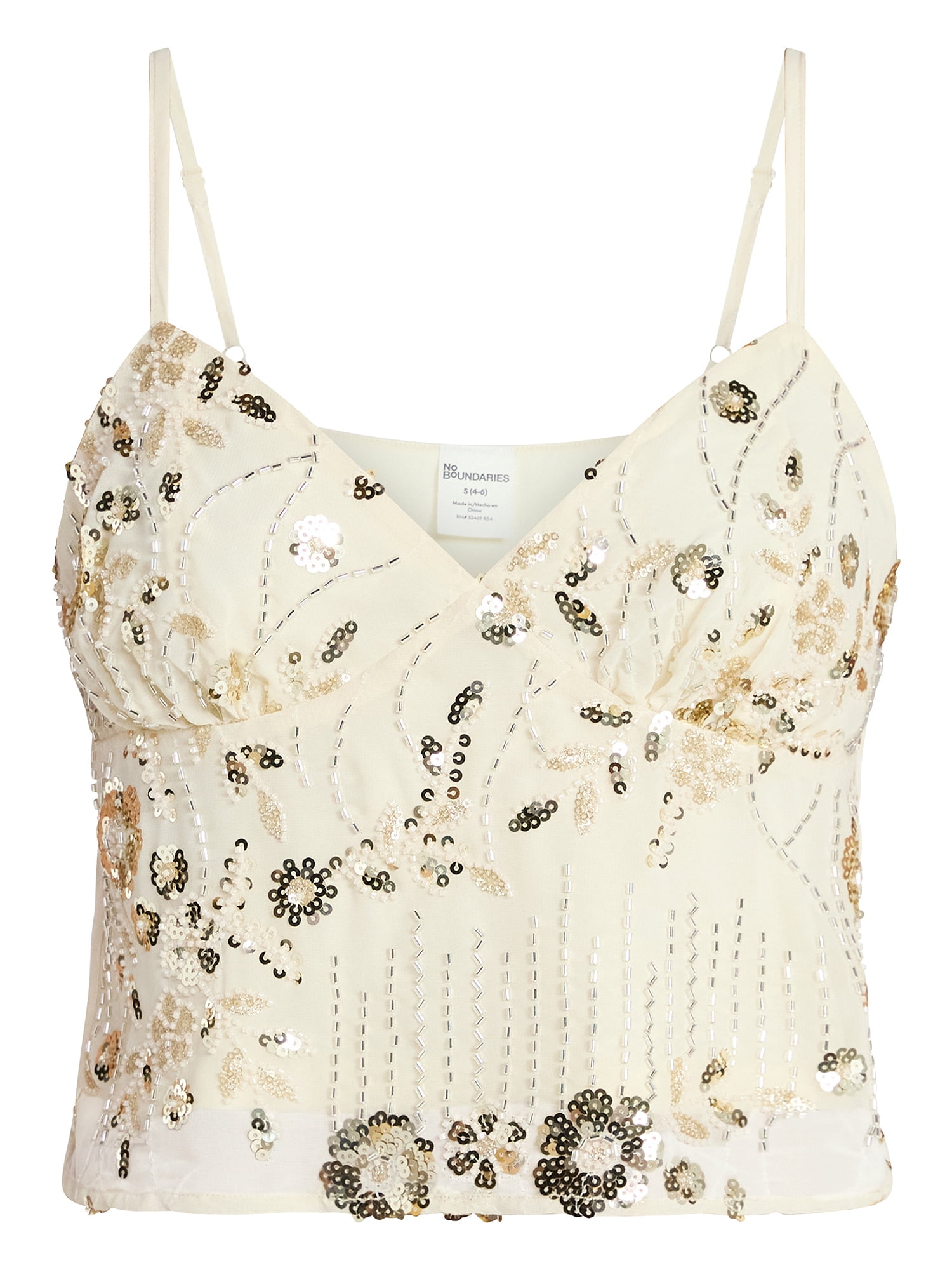 No Boundaries Junior's Beaded Camisole, Sizes XXS-XXL