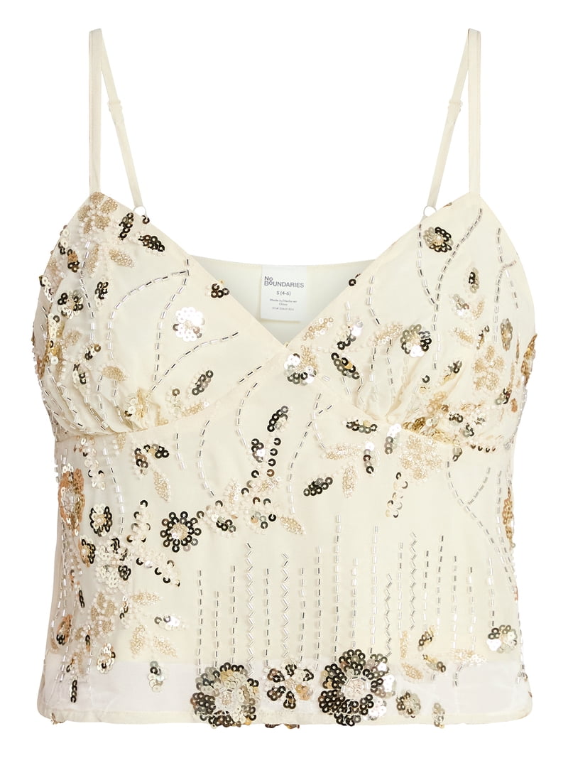 No Boundaries Embellished Camisole Top, Women's XXS-XXL - Walmart.com