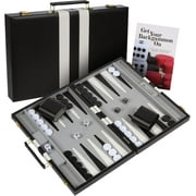 Get The Games Out Backgammon Set - Portable 15" Travel Size Classic Board Game Case - Black, Medium