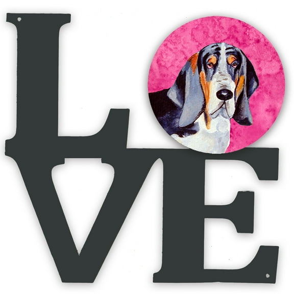 Carolines Treasures LH9372PKWALV Pink Basset Hound Metal Wall Artwork LOVE 12X12 multicolor
