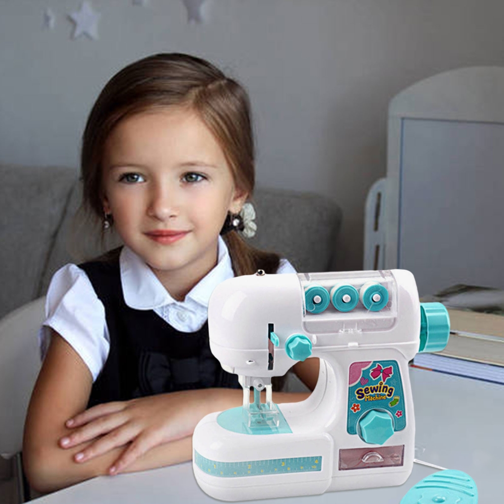 T-HOTLYST Mini Sewing Machine Toy Electric Sewing Machine Educational Interesting Kids Toy Children Pretend Play Housekeeping Toy