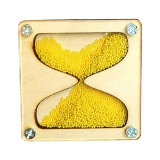 Accesorio de reloj de arena de madera para tablero de actividades, material práctico para enseñar habilidades para viajes Amarillo