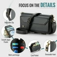 thumbnail image 6 of CaseMe Leather for iPhone 12 Mini 5.4-inch Case Wallet【RFID Blocking】with 7-Card Holder Zipper Bills Slot, Soft PU Leather Magnetic Shoulder Wrist Strap for iPhone 12 Mini 5.4-inch Wallet Case Women, 6 of 11