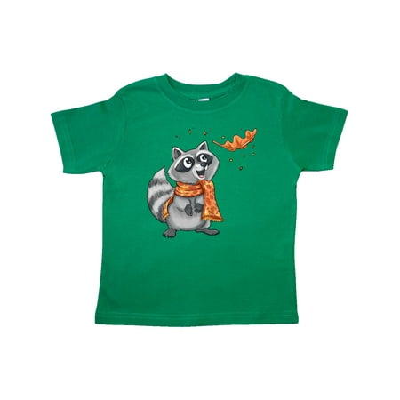 

Inktastic Cute Raccoon with Scarf with Orange Autumn Leaf Gift Toddler Boy or Toddler Girl T-Shirt