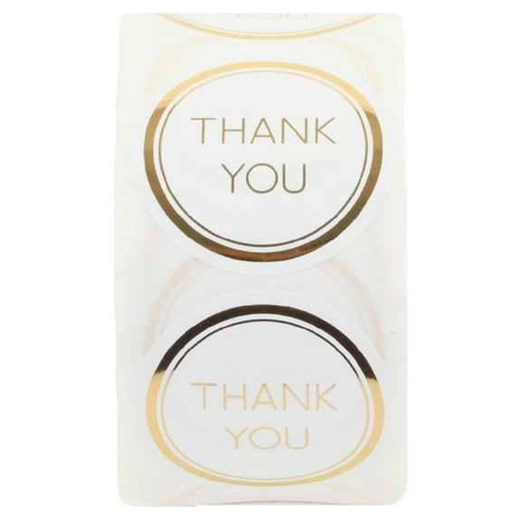 Koyal Wholesale Label Stickers Gold Foil Edge Thank You Favor Labels, 1.5-inch Round Circle, 500-Pack Party Favor Labels