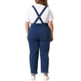 thumbnail image 3 of Agnes Orinda Women's Plus Size Stretch Adjustable Strap Bib Denim Summer Fashion Jumpsuits 2X Dark Blue, 3 of 6