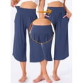 thumbnail image 4 of DARING DIVA Women's Yoga Cropped Casual Pants with Pockets M Navy, 4 of 7