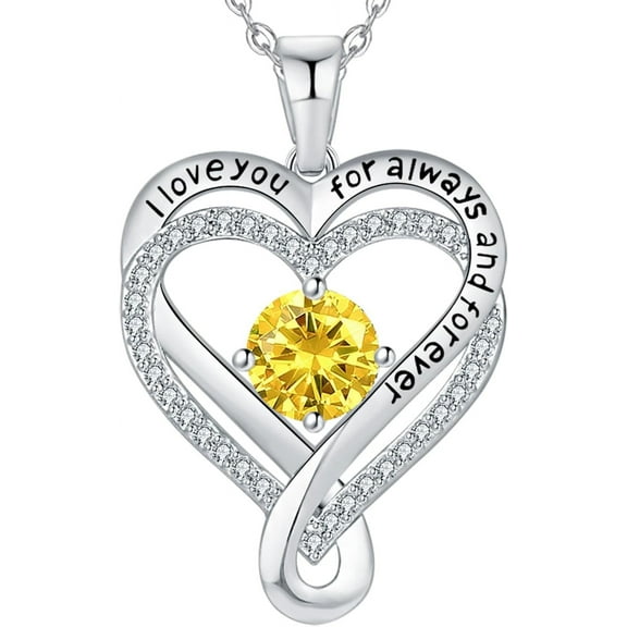 Jewelry for Women Wife Infinity Heart Birthstone I Love You Necklace Anniversary Women Necklaces for Her Wife Birthday Gift Ideas, Birthday Present for Girlfriend Mom Daughter S925 Sterling Silver