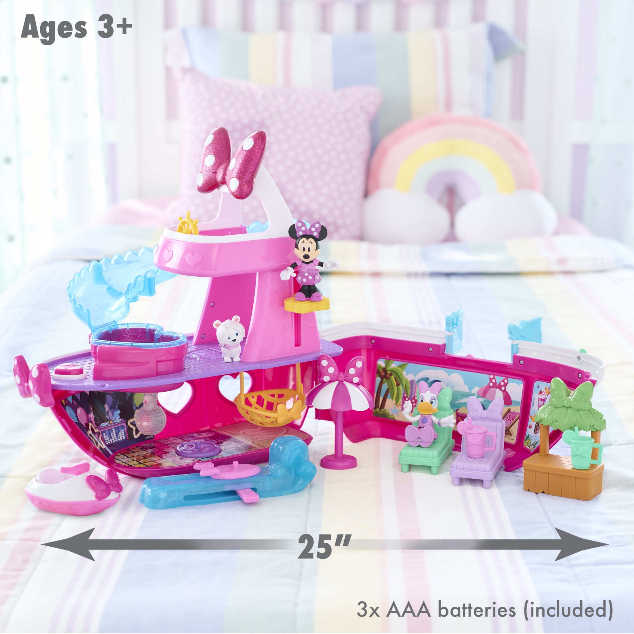 Disney Junior Minnie Mouse Bowdazzling Yacht Playset, Lights and Sounds, Baby and Toddler Toys