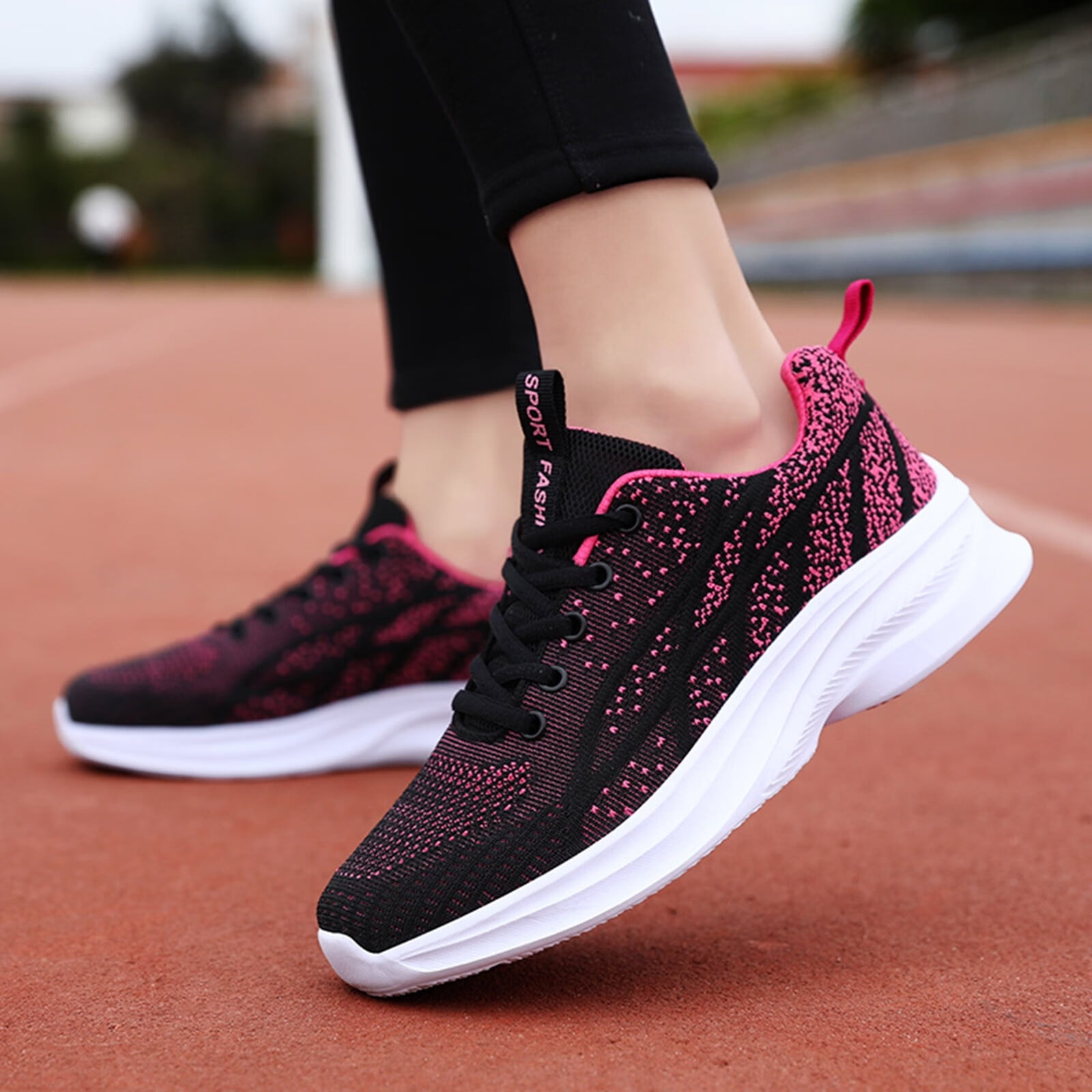 Forestyashe Sneakers for Women Ladies Shoes Fashion Comfortable Lace Up Soft SoleMesh Breathable Casual Sneakers Womens Sneakers Mesh Pink 39, Women's